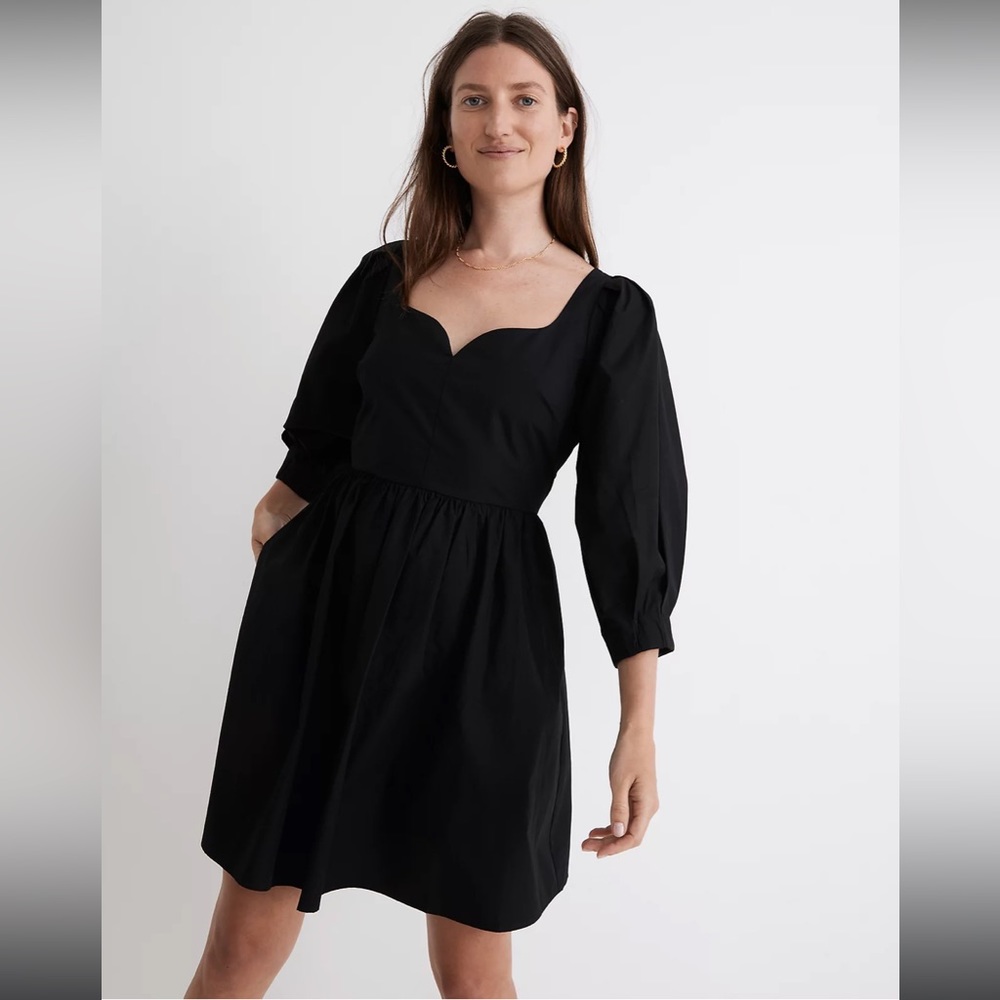 Madewell Black Puff Sleeve Dress
